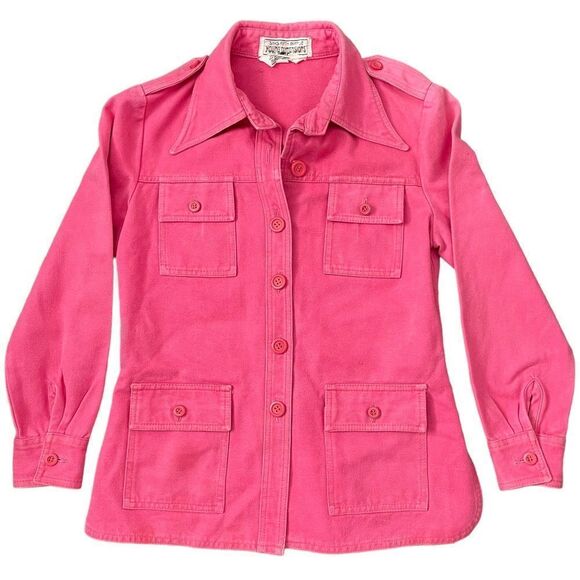 Rare 1970s Vintage Saks Fifth Avenue Young Dimensions Pink Denim Jacket Pant Set - Picture 2 of 16